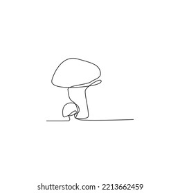 mushroom and its kid in continous single line vector illustration. Suitable for wall decor or as a t-shirt design