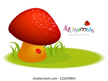 Mushroom and ladybug, Illustration by Vector Design.Mushroom & Beetles