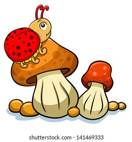 mushroom and ladybug,EPS10 File - no Gradients, no Effects, no mesh, no Transparencies.All in separate group for easy editing.