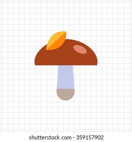 Mushroom with leaf on cap