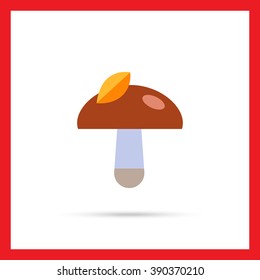 Mushroom with leaf on cap