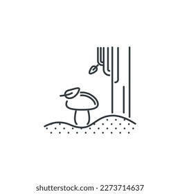 Mushroom, leaf, tree, forest, ecology, nature, eco icon, vector illustration