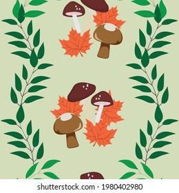 mushroom and leaves for background