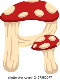 Mushroom Letter Alphabet Vector Illustration