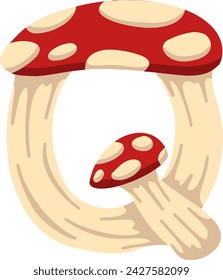 Mushroom Letter Alphabet Vector Illustration
