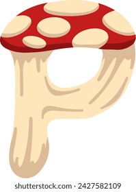 Mushroom Letter Alphabet Vector Illustration