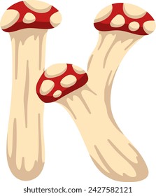 Mushroom Letter Alphabet Vector Illustration
