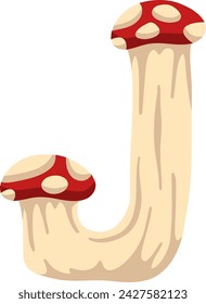 Mushroom Letter Alphabet Vector Illustration