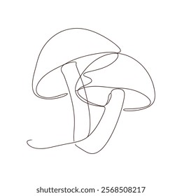  mushroom line art. continuous line fungi