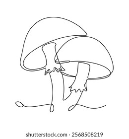  mushroom line art. continuous line fungi