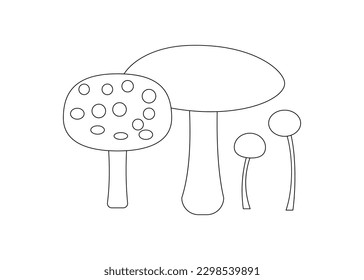 mushroom line art for kid coloring book cartoon vector illustration