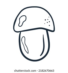 Mushroom line art . Vector illustration with doodles on the theme of cozy autumn.A cute element for greeting cards, posters, stickers and seasonal design. Isolated on a white backgroun