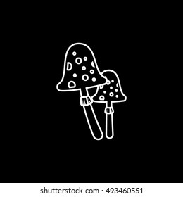 Mushroom Line Icon On Black Background