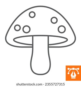 Mushroom line icon, outline style icon for web site or mobile app, thanksgiving and plant, amanita vector icon, simple vector illustration, vector graphics with editable strokes.