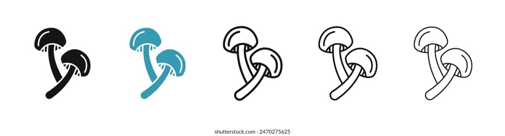 Mushroom line icon set. simple shiitake mushroom vector icon. fungi sign for UI designs.