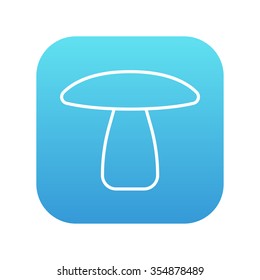 Mushroom line icon for web, mobile and infographics. Vector white icon on the blue gradient square with rounded corners isolated on white background.