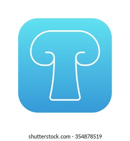 Mushroom line icon for web, mobile and infographics. Vector white icon on the blue gradient square with rounded corners isolated on white background.