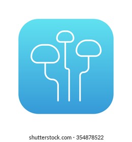 Mushroom line icon for web, mobile and infographics. Vector white icon on the blue gradient square with rounded corners isolated on white background.