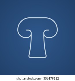 Mushroom line icon for web, mobile and infographics. Vector light blue icon isolated on blue background.