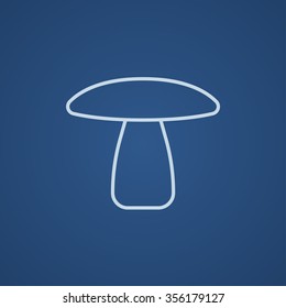Icono de línea hongo para web, móvil e infografía. Icono azul claro del vector aislado en fondo azul.