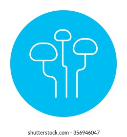 Mushroom line icon for web, mobile and infographics. Vector white icon on the light blue circle isolated on white background.