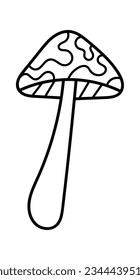 Ilustración del vector de iconos en lino de hongos