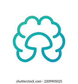 Logo de champignon avec cerveau. Conception abstraite du logo