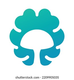 Logo de hongos con cerebro. Diseño de logotipo abstracto