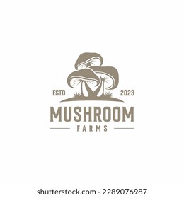 mushroom logo design, elegant, retro, vintage, strong, clean. can be used for mushroom cultivation, agriculture, mushroom culinary and others
