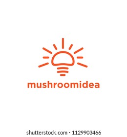 Mushroom Logo Design Vector Symbol Idea Light Bulb