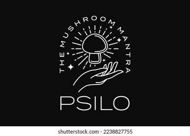 mushroom logo with hands down
