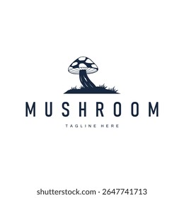 mushroom logo with minimalist black silhouette concept as a symbol of natural plants and food ingredients mushroom icon template for product brand, plantation, businesses, garden, farm