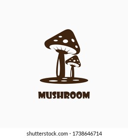 Mushroom logo modern and simple stamp style. Nature or food vector design