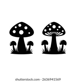 mushroom logo oyster vector design concept silhouette