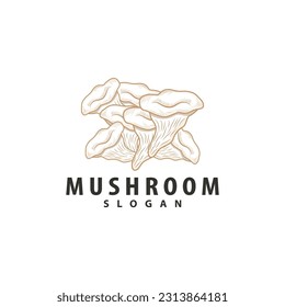 Mushroom Logo, Retro Minimalist Design, Food Vector, Mushroom Plant, Icon Illustration Symbol