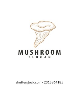 Mushroom Logo, Retro Minimalist Design, Food Vector, Mushroom Plant, Icon Illustration Symbol