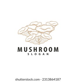 Mushroom Logo, Retro Minimalist Design, Food Vector, Mushroom Plant, Icon Illustration Symbol