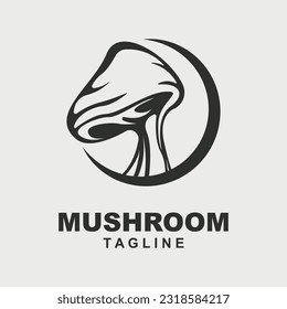 Mushroom Logo, Retro Minimalist Design, Food Vector, Mushroom Plant, Icon Illustration Symbol