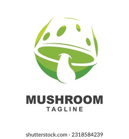 Mushroom Logo, Retro Minimalist Design, Food Vector, Mushroom Plant, Icon Illustration Symbol