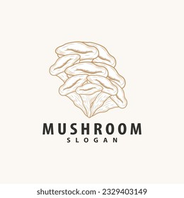 Mushroom Logo, Retro Minimalist Design, Food Vector, Mushroom Plant, Icon Illustration Symbol