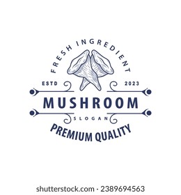 Mushroom Logo, Simple Minimalist Retro Plant Silhouette Plantation Design Business Brand