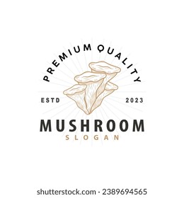 Mushroom Logo, Simple Minimalist Retro Plant Silhouette Plantation Design Business Brand