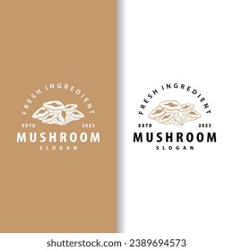 Mushroom Logo, Simple Minimalist Retro Plant Silhouette Plantation Design Business Brand