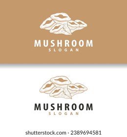 Mushroom Logo, Simple Minimalist Retro Plant Silhouette Plantation Design Business Brand