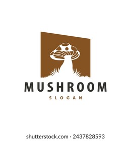 Mushroom Logo, Simple Minimalist Retro Plant Silhouette Plantation Design Business Brand