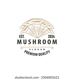 Mushroom Logo, Simple Minimalist Retro Plant Silhouette Plantation Design Business Brand