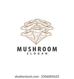 Mushroom Logo, Simple Minimalist Retro Plant Silhouette Plantation Design Business Brand