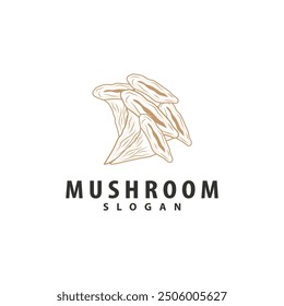 Mushroom Logo, Simple Minimalist Retro Plant Silhouette Plantation Design Business Brand