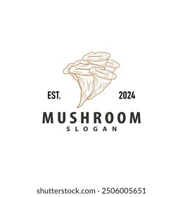 Mushroom Logo, Simple Minimalist Retro Plant Silhouette Plantation Design Business Brand