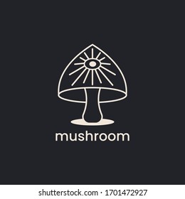 Mushroom logo vector. Agriculture outline symbol design on a black background.